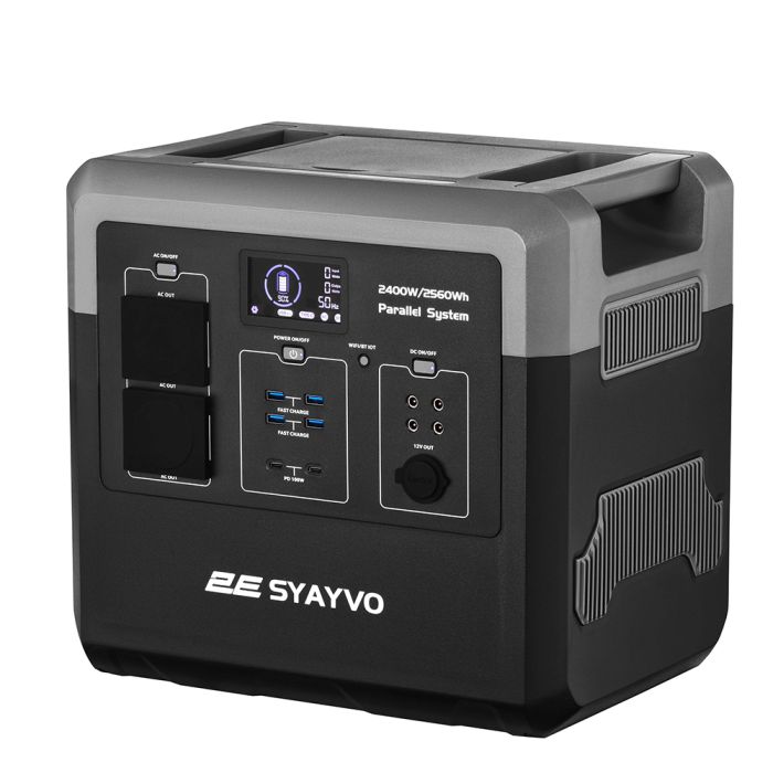 2E Портативна електростанція Syayvo 2400 Вт, 2560 Вт/год, WiFi/BT, паралельне підключення, швидка зарядка