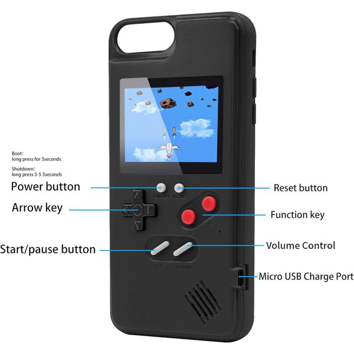 Чохол Dendy/GameBoy кольоровий 36 ігор для iPhone 8 Plus (Чорний)