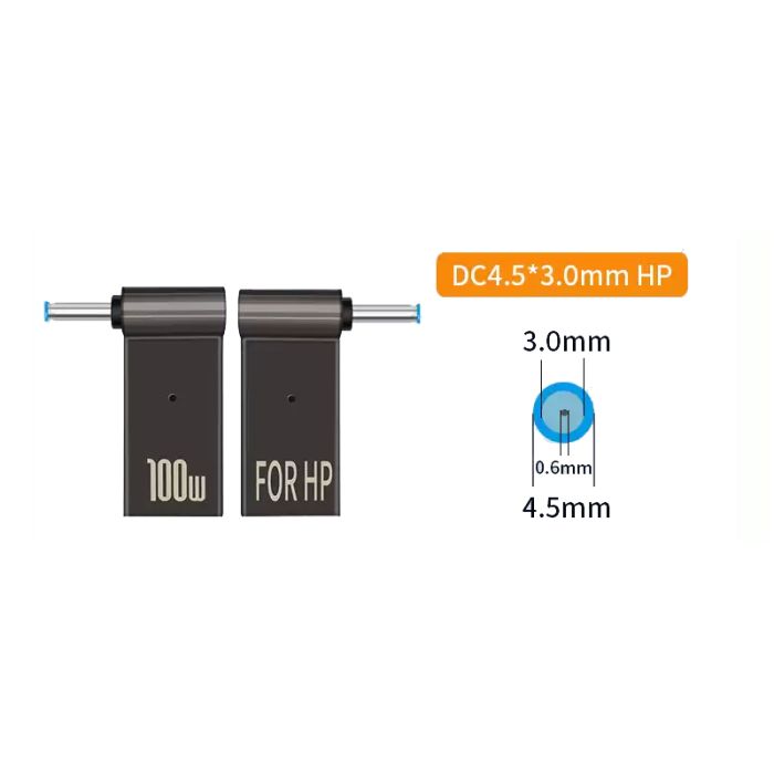 Перехідник для зарядки ноутбуку 100W 4.5*3.0 HP Type-C